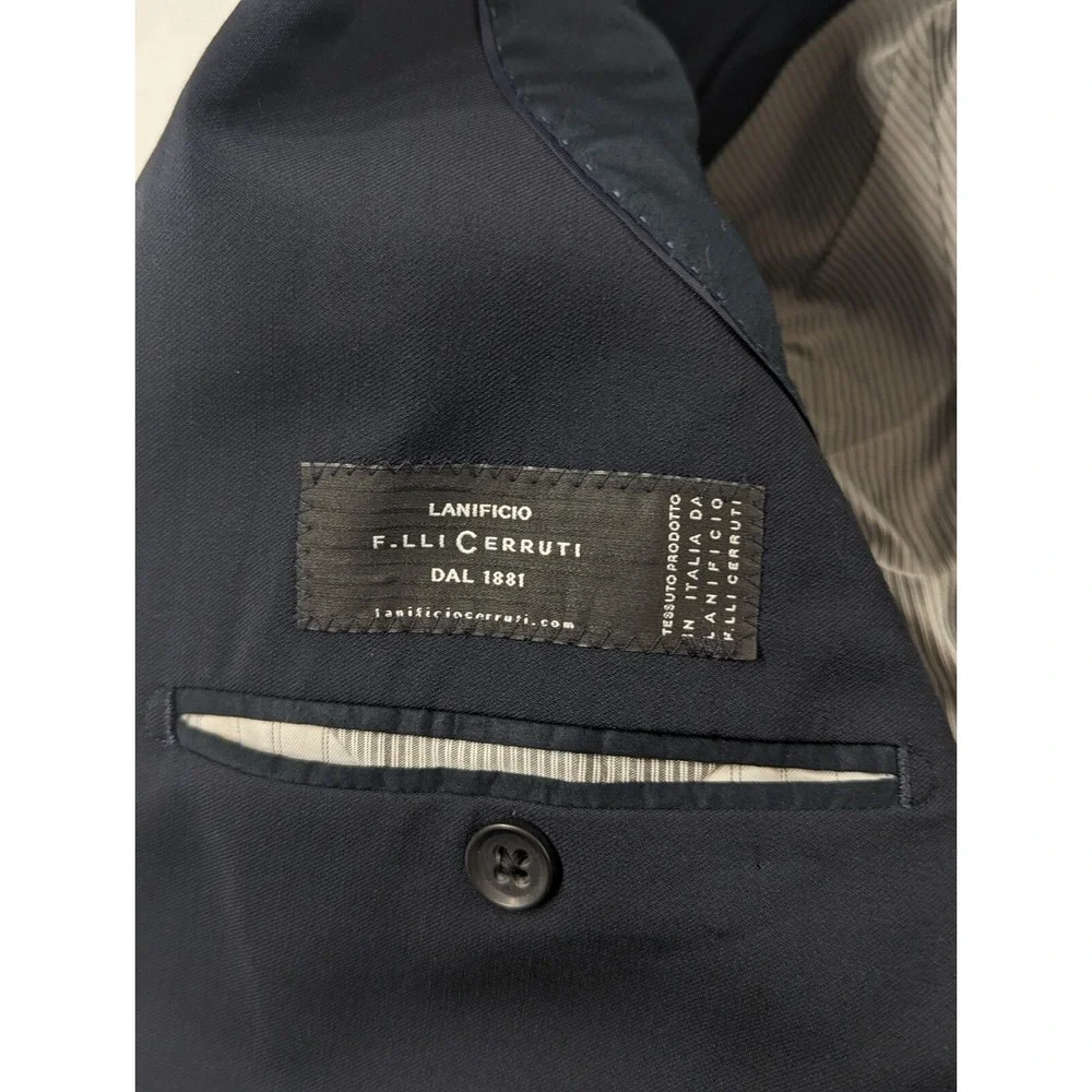 Banana Republic Sport Coat 42R Slim‎ Fit Cerruti Wool Navy Crosshatch Blazer